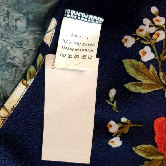 Amaryllis Open-Front Kimono S/M Cardigan Floral Navy Lightweight Casual Layering - Picture 5 of 6